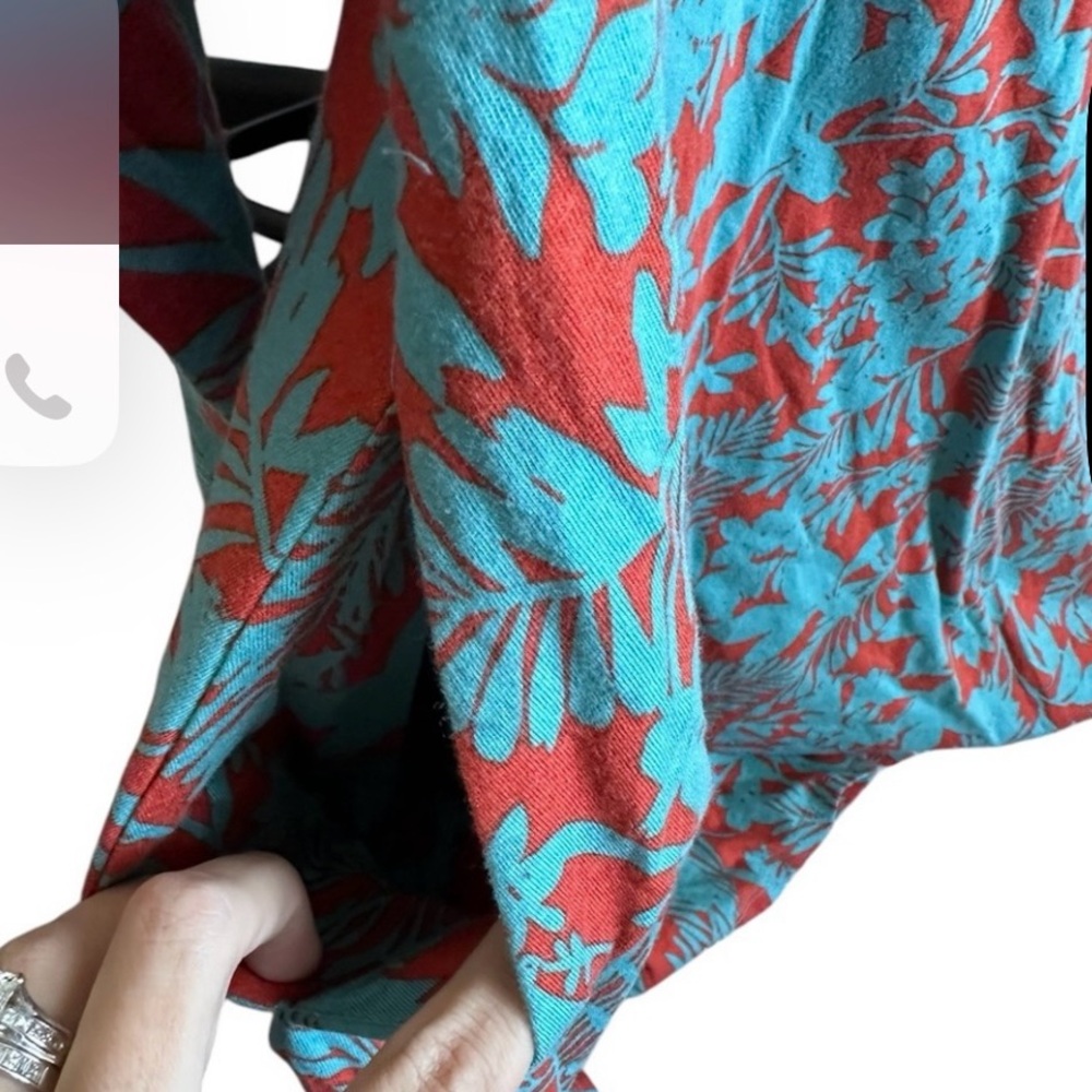 🌴Soft Surroundings Santiago Tropical Orange & Blue LongSleeves, Pockets Midi. M - Picture 7 of 8
